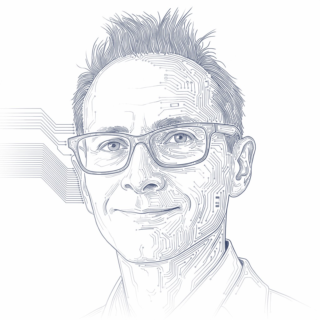 Andrew Brenner, drawn as circuit traces